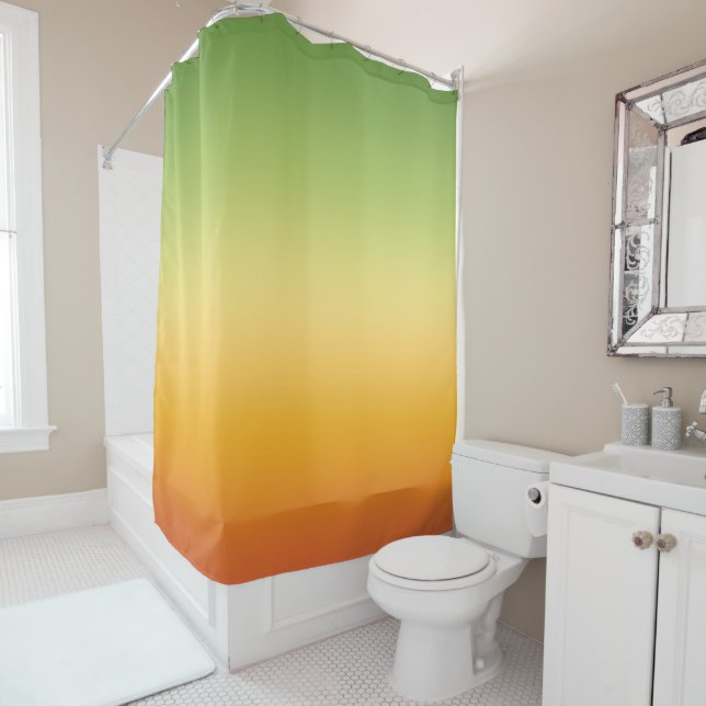 Summer Tropical Gradient Orange Lemon Lime Ombre Shower Curtain (In Situ)