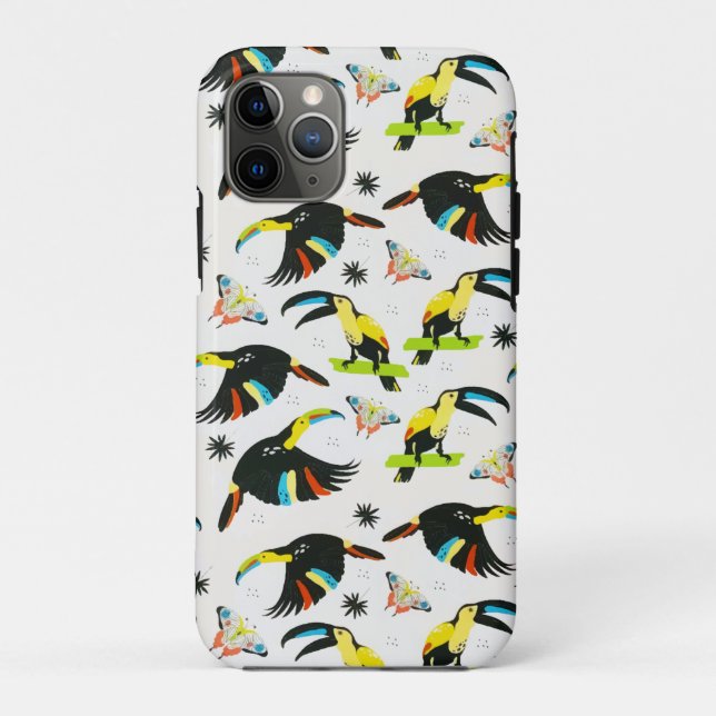 Summer Tropical Jungle Parrot Butterfly Case-Mate iPhone Case (Back)