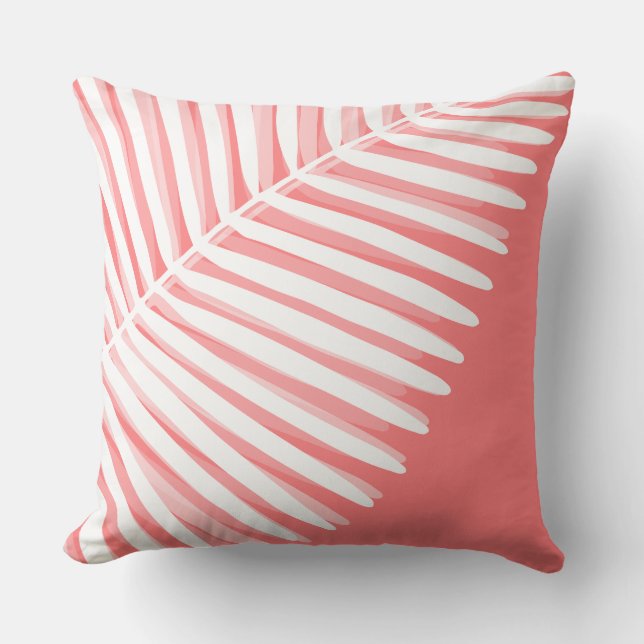 Summer tropical leaf monochromatic print  cushion (Front)