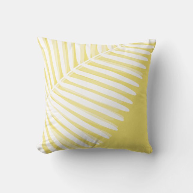 Summer tropical leaf monochromatic print cushion (Front)