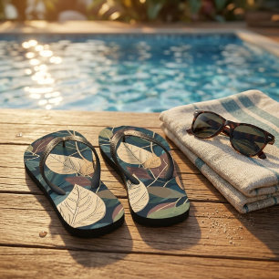 Summer Tropical Leaves Pattern Botanical Leaf Jandals