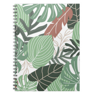 Summer tropical leaves seamless pattern notebook