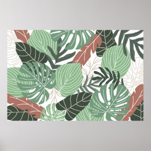 Summer tropical leaves seamless pattern poster