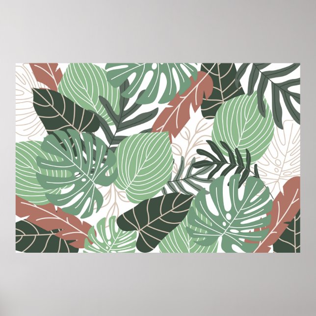 Summer tropical leaves seamless pattern poster (Front)