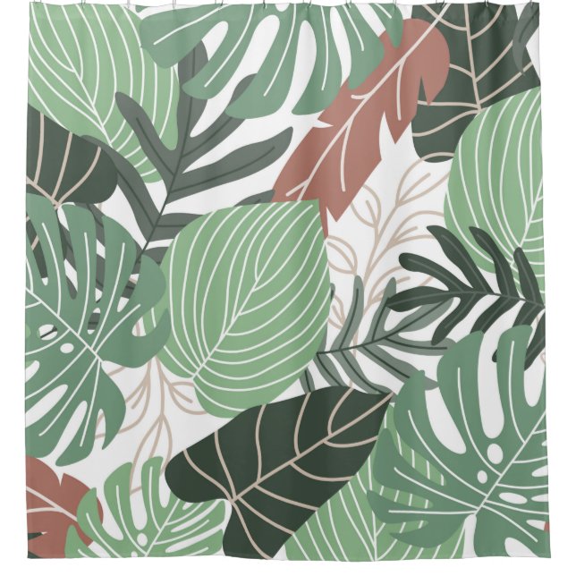 Summer tropical leaves seamless pattern shower curtain (Front)