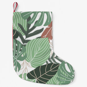 Summer tropical leaves seamless pattern small christmas stocking