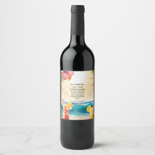 Summer Tropical Luau Beach Party 21st Birthday Wine Label