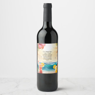 Summer Tropical Luau Beach Party 21st Birthday Wine Label