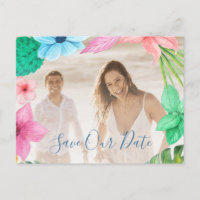 Summer tropical modern photo wedding save date