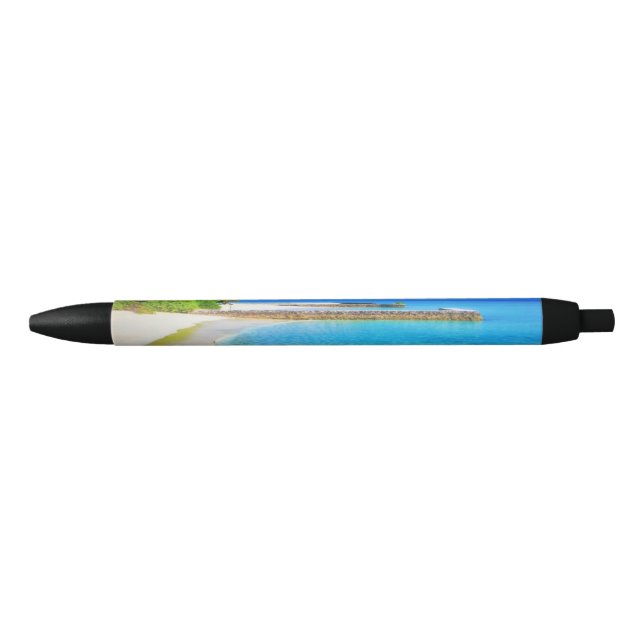 Summer Tropical Ocean Sandy Beach Sea Black Ink Pen (Front)