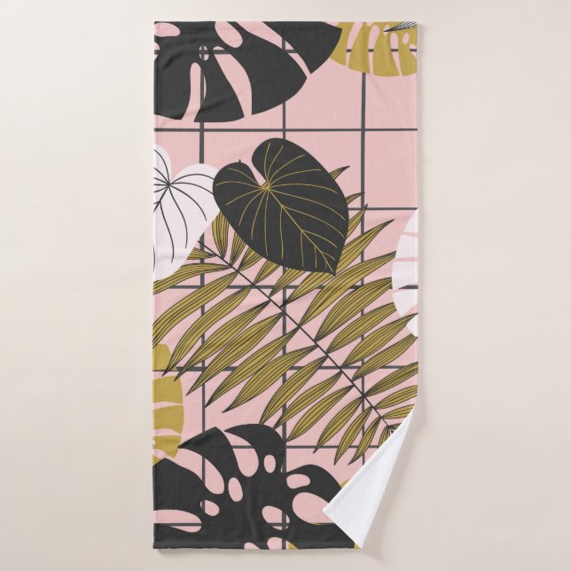 Summer tropical palm leaves pattern bath towel (Bath Towel)