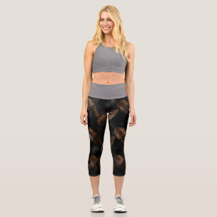 Summer Tropical Palm Leaves Pattern Capri Leggings