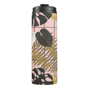 Summer tropical palm leaves pattern thermal tumbler