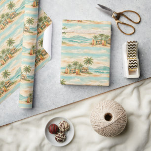 Summer Tropical Palm Trees Vintage Surfboards Wrapping Paper