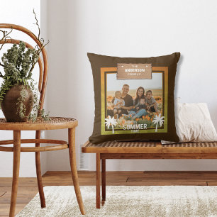 Summer Tropical Photo Frame Vacation Palm Trees Cushion