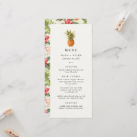 Summer Tropical Pineapple Pattern Wedding Menu