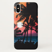 Summer Tropical Pink Orange Palm Trees Sunset