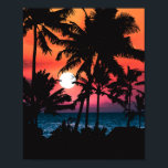 Summer Tropical Pink Orange Palm Trees Sunset Poster<br><div class="desc">This tropical and cool design is perfect for the hot summer months. It features an artsy and modern neon pink, orange, and purple neon sunset with black palm tree silhouettes with a bright shining sun. It's beautiful, gorgeous, and picturesque! ***IMPORTANT DESIGN NOTE: For any custom design request such as matching...</div>