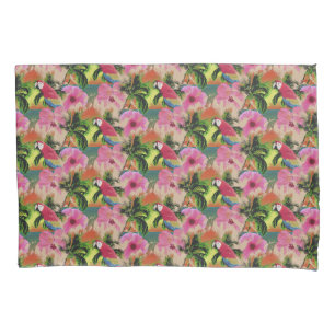 Summer Tropical Sunset Beach Parrot Pillowcase