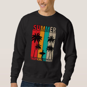 Summer Tropical Sunset Surf In Retro Style Premium Sweatshirt