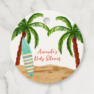 Summer Tropical Surf Baby On Board Baby Shower Favour Tags
