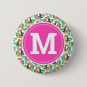 Summer Tropical Toucan and Floral  Pattern 6 Cm Round Badge