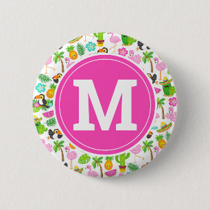 Summer Tropical Toucan and Floral  Pattern 6 Cm Round Badge