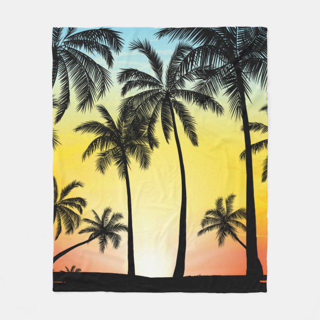 Summer tropical trees fleece blanket (Front)