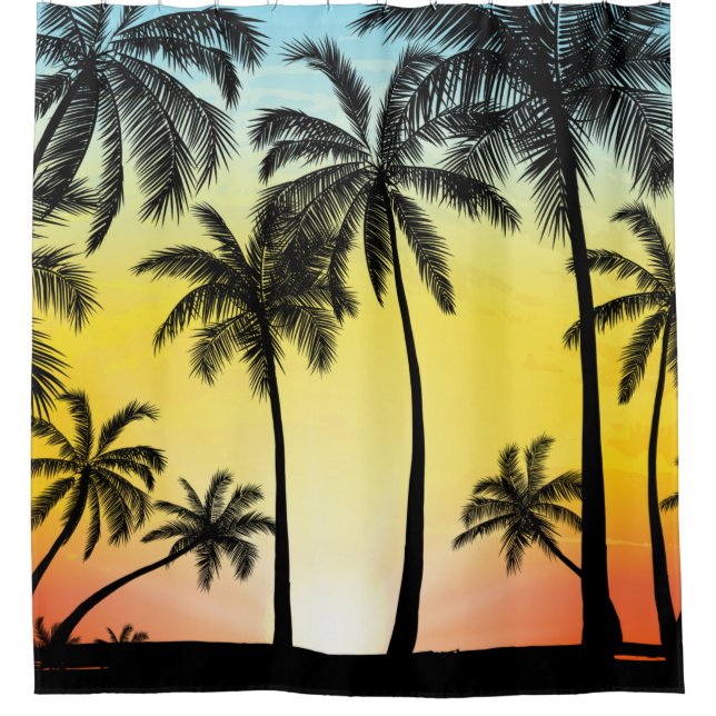 Summer tropical trees shower curtain (Front)