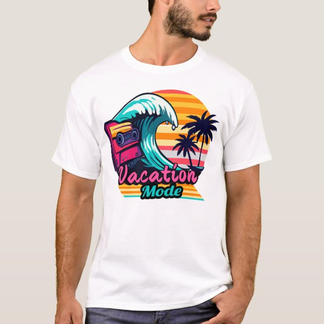  Summer / Tropical / Vacation Mode / Retro T-Shirt (Front)