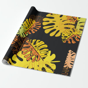 Summer tropical with exotic leaves pattern wrapping paper