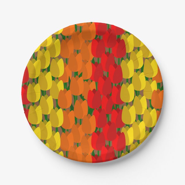 Summer Tulip Field Paper Plate (Front)