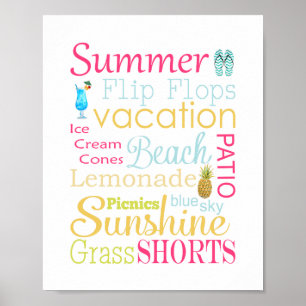 Summer Typography Wall Art Print