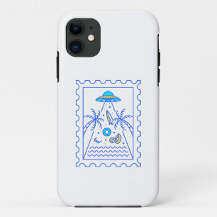 Summer Ufo Invasion Postal Stamp Case-Mate iPhone Case