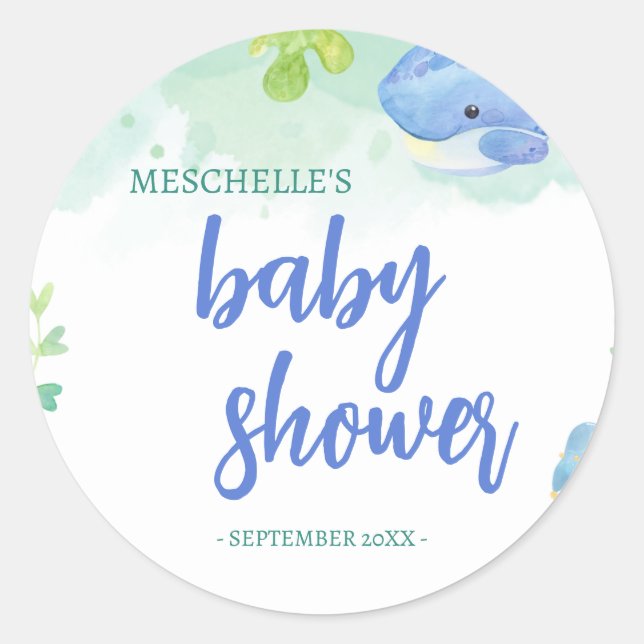 Summer Under the Sea Baby Shower Classic Round Sticker (Front)