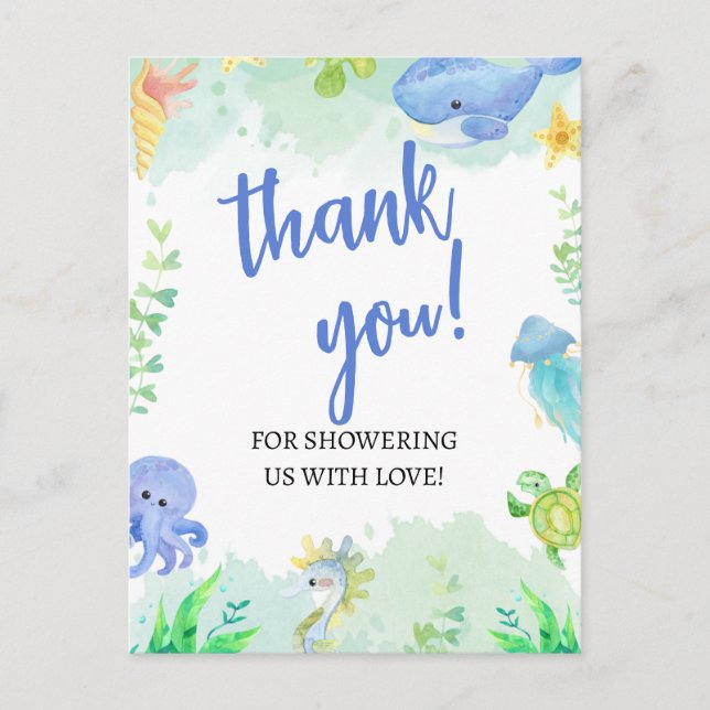 Summer Under the Sea Baby Shower Thank You Postcard (Front)