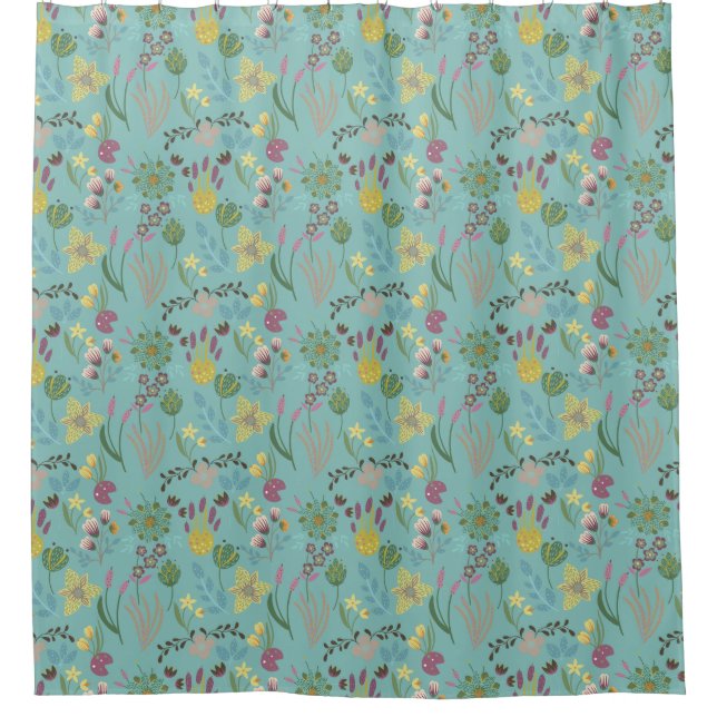 Summer Uneven Pattern Shower Curtain (Front)