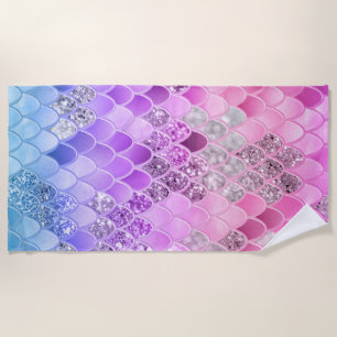 Summer Unicorn Mermaid Scales 1 Beach Towel