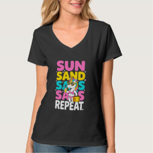 Summer Unicorn Sun Sand Sass Repeat Beach Vibes T-Shirt