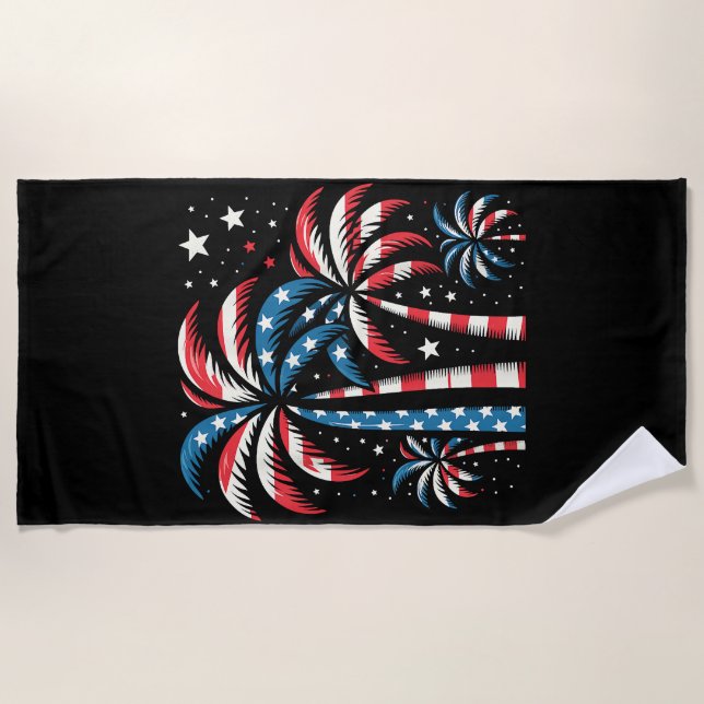 Summer USA Flag 4th of July Beach Towel (Front)