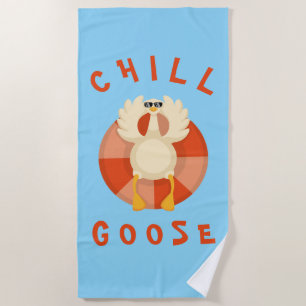 Summer Vacation Beach Chill Goose Swim ring Blue Towel