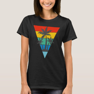 Summer Vacation Beach Palm Trees Retro Style Tropi T-Shirt