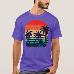Summer Vacation Beach Palm Trees Retro Tropical Su T-Shirt