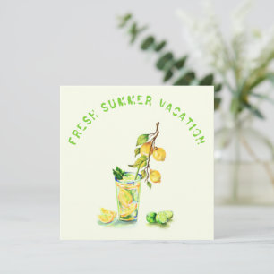 Summer Vacation Card Fresh Lemon Drink Custom Text