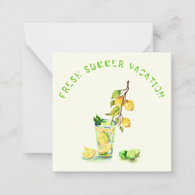 Summer Vacation Card Lemon Cocktail - Custom Text (Front)
