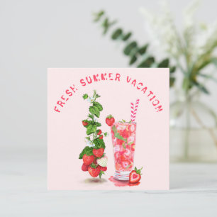 Summer Vacation Card Strawberry Cool Drink