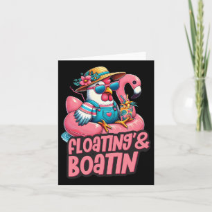 Summer Vacation Chicken Floating Boating Summer Vi Card