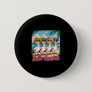 Summer Vacation Costume Group Pelicans Sungles On  6 Cm Round Badge