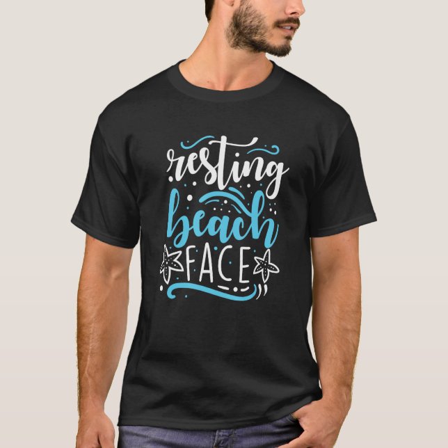 Summer Vacation Funny Resting Beach Face Graphic T-Shirt (Front)