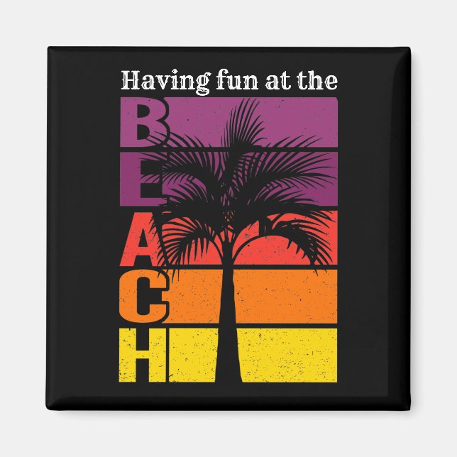 Summer Vacation Having Fun at the Beach Retro Magnet (Front)